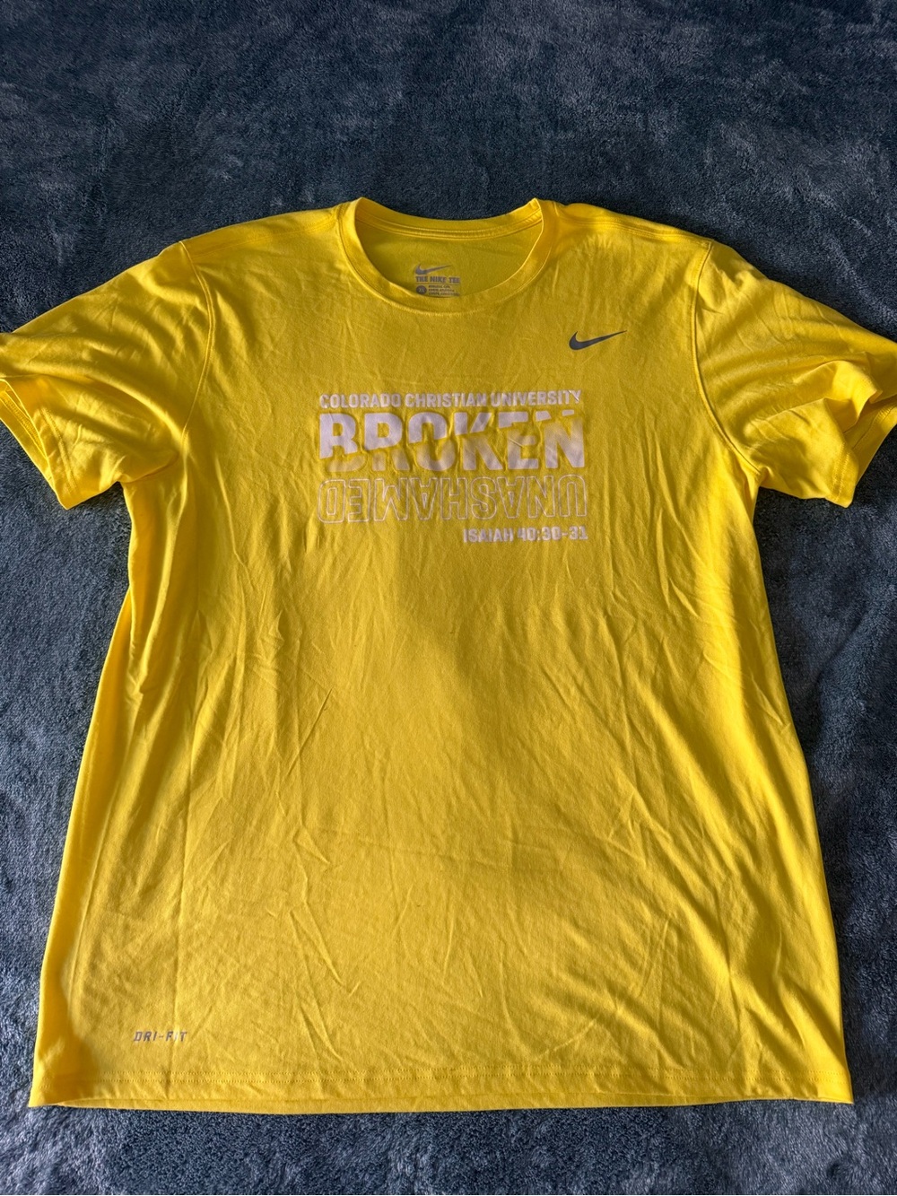 Nike Dri-FIT Yellow Colorado‎ Christian University CCU Graphic T-Shirt Men's XL